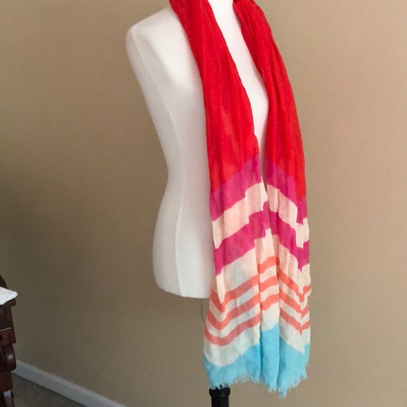 J Crew Long Multi Color Stripe Scarf - Picture 3 of 7
